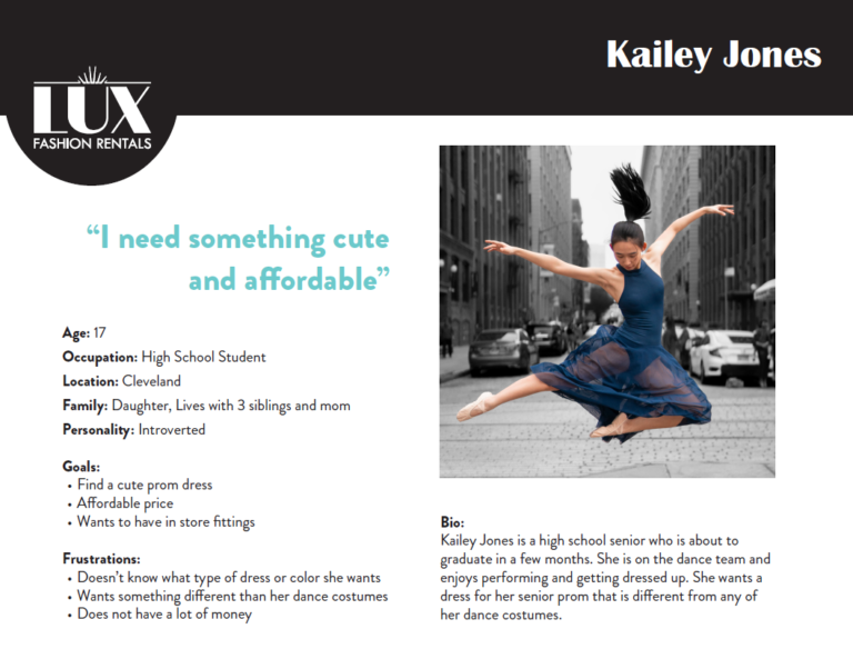 LUX Fashion Rentals Persona of Kailey Jones
