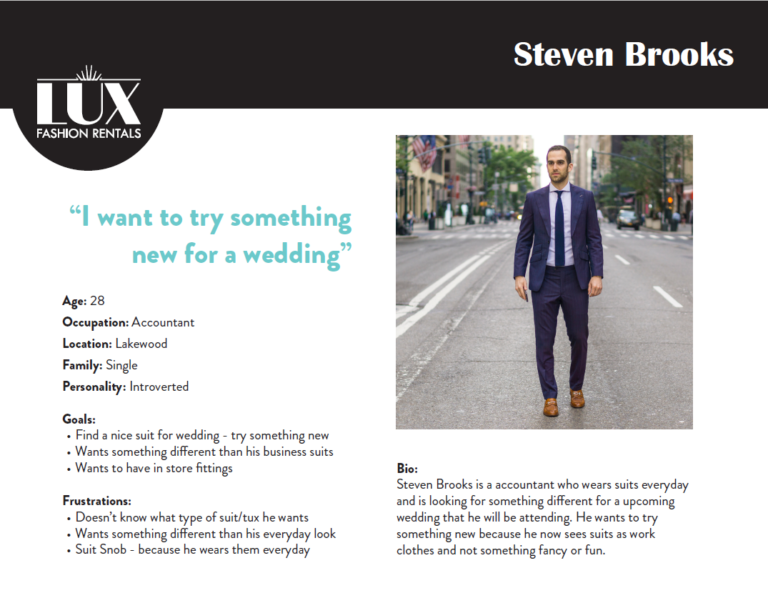 LUX Fashion Rentals Persona of Steve Brooks