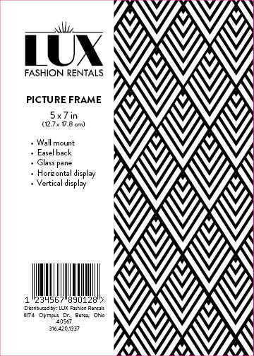 LUX Fashion Rentals Picture Frame Packaging Flat With Dieline