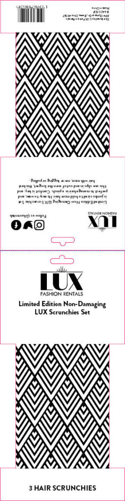 LUX Fashion Rentals Scrunchies Packaging Flat With Dieline