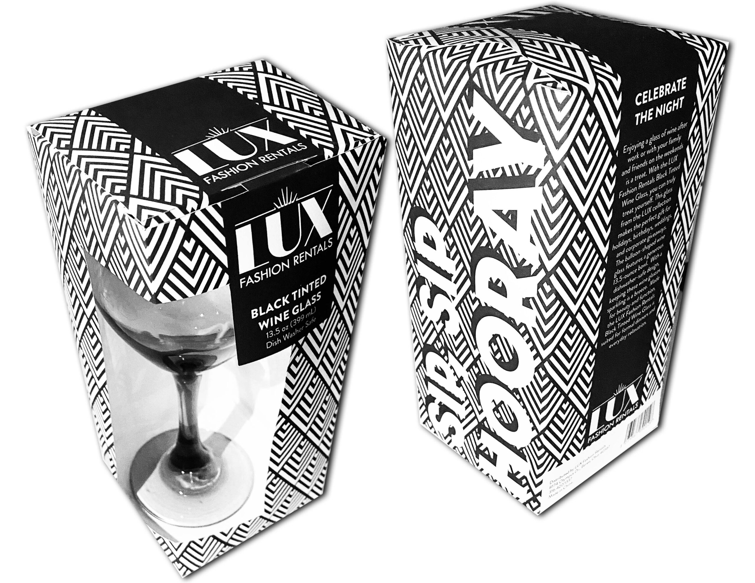 LUX Fashion Rentals Wine Glass Packaging